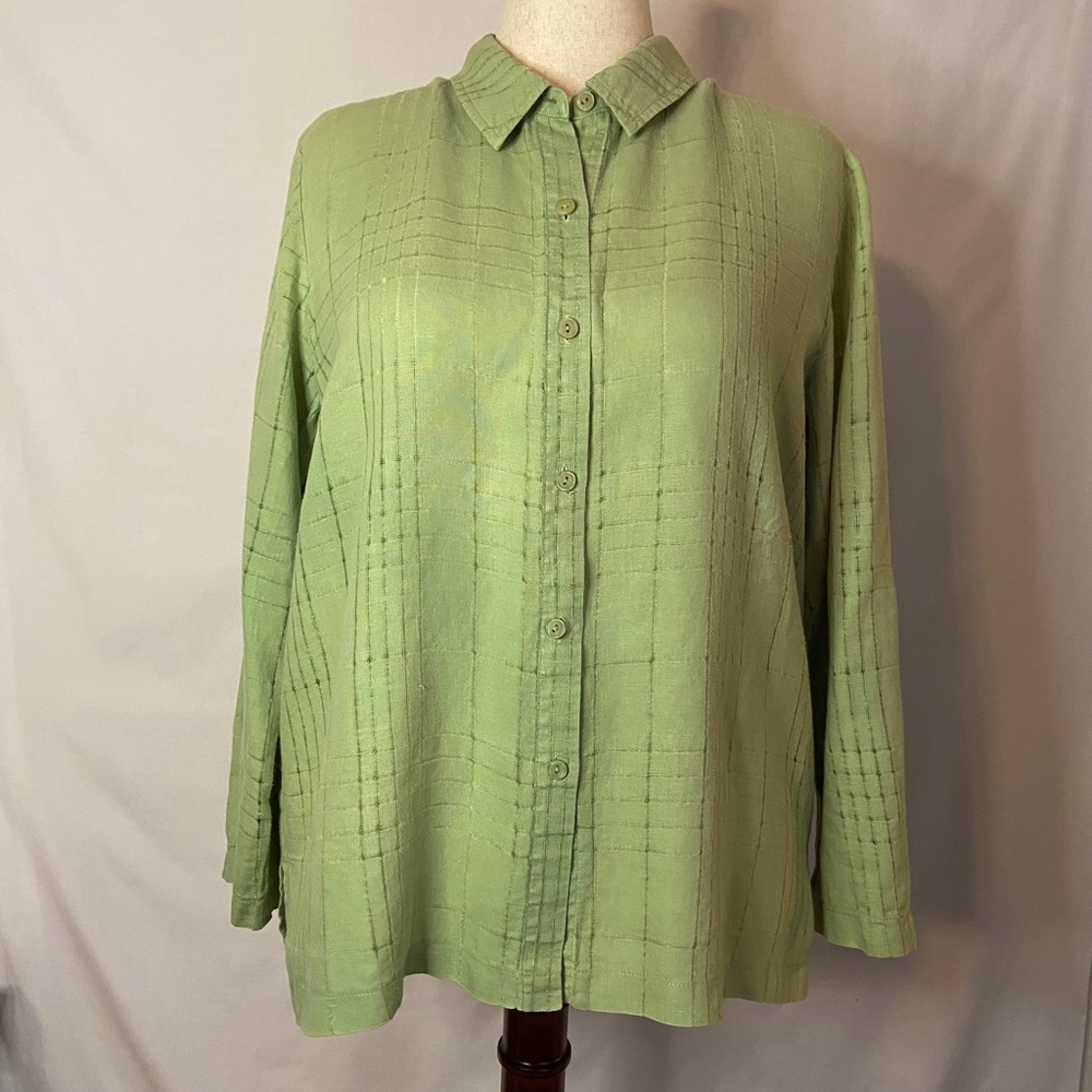 JM Lime Green JM Button Up Linen Shirt Size 18
